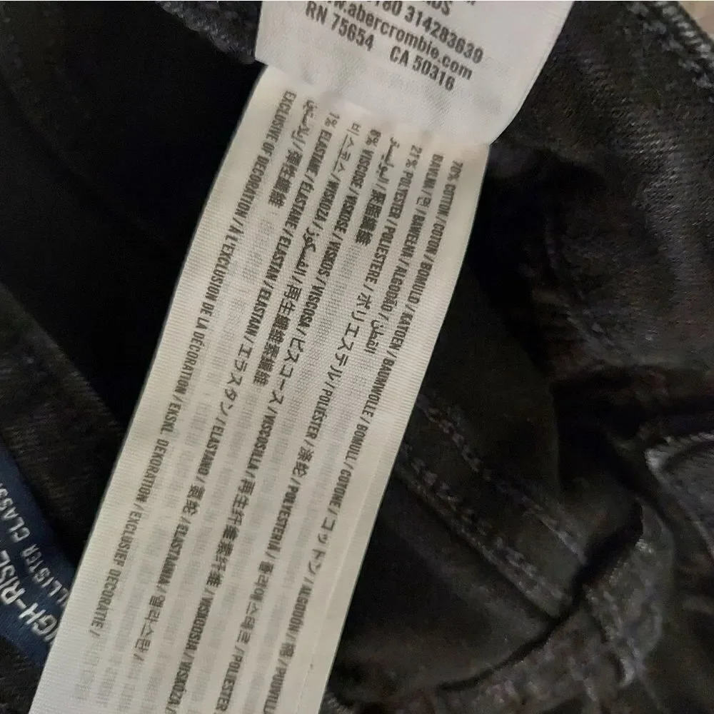 Hollister Black High-Rise Super Skinny Distressed Jeans Size 5